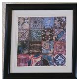 O - Set of 2 Framed Tile Pattern Prints, 35.25 Inch - One with Damaged Backing