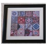 O - Set of 2 Framed Tile Pattern Prints, 35.25 Inch - One with Damaged Backing