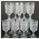 H - Set of 12 Vintage Pressed Glass Goblets, 6.5 Inch Tall