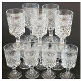H - Set of 12 Vintage Pressed Glass Goblets, 6.5 Inch Tall
