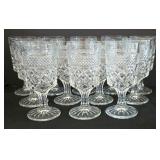 H - Set of 12 Vintage Pressed Glass Goblets, 6.5 Inch Tall