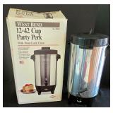 O - Party Entertaining Lot: West Bend Coffee Percolator, LivingQuarters Punch Bowl Set, Lenox Wine Glasses