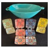 H - Couleur Nature Serving Dish and Set of 10 Square Appetizer Plates