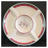O - Holiday Serving Platter, Bowl, Red Glass Bell, Bowl, and Candleholders Collection