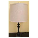 DR - Black Half Round Console Table, Table Lamp, and Framed Print Set