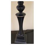DR - Black Half Round Console Table, Table Lamp, and Framed Print Set
