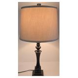 DR - Black Half Round Console Table, Table Lamp, and Framed Print Set