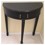 DR - Black Half Round Console Table, Table Lamp, and Framed Print Set