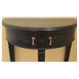 DR - Black Half Round Console Table, Table Lamp, and Framed Print Set