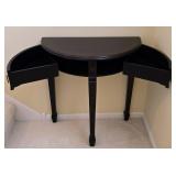 DR - Black Half Round Console Table, Table Lamp, and Framed Print Set