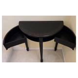 DR - Black Half Round Console Table, Table Lamp, and Framed Print Set