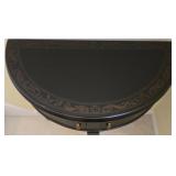 DR - Black Half Round Console Table, Table Lamp, and Framed Print Set