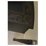 DR - Black Half Round Console Table, Table Lamp, and Framed Print Set