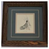 DR - Black Half Round Console Table, Table Lamp, and Framed Print Set