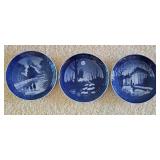 H - Set of 15 Bing & Grondahl Blue Christmas Plates 1960, 1965-1977, 1979