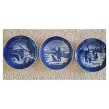 H - Set of 15 Bing & Grondahl Blue Christmas Plates 1960, 1965-1977, 1979