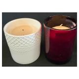 H - Collection of Assorted Candles, LED Candles, and Ornate Brass Candleholder