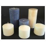 H - Collection of Assorted Candles, LED Candles, and Ornate Brass Candleholder