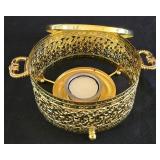 H - Collection of Assorted Candles, LED Candles, and Ornate Brass Candleholder