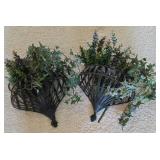 Ml-BR-1 - Collection of Faux Foliage Arrangements with Baskets and Metal Wall Pockets
