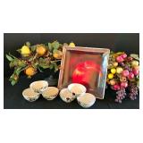 ML-BR1 - Decor Set with Certified International Apple Tray, Faux Fruit Displays, Cake Plate, and 6 Papart Olive Bowls