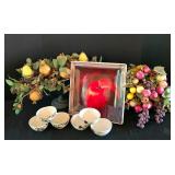 ML-BR1 - Decor Set with Certified International Apple Tray, Faux Fruit Displays, Cake Plate, and 6 Papart Olive Bowls