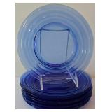 ML-BR1 - Set of 8 Blue Glass 8-Inch Plates and 3 Roscher 6-Inch Decorative Plates