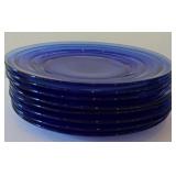 ML-BR1 - Set of 8 Blue Glass 8-Inch Plates and 3 Roscher 6-Inch Decorative Plates