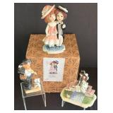 Set of 3 Figurines  including a Sarah Kay Porcelain Figurine with Original Box