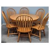 UL - Oak Dining Table with 6 Windsor Chairs