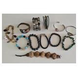 K - Collection of 12 Costume and Fashion Bracelets Assorted Styles
