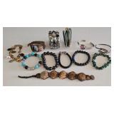 K - Collection of 12 Costume and Fashion Bracelets Assorted Styles