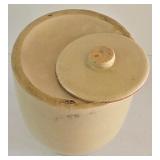 LR - Lot of 2 - Large Stoneware Crock with Lid and Metal Wall Hanging Sculpture
