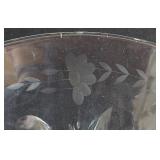 K - Glassware Set with Orrefors Candleholder, Water Glasses, Stemware, and Etched Glass Bowl