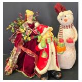 G - Holiday Decor Collection: 18in Snowman, 16.5in Angel, 14in Ceramic Bear