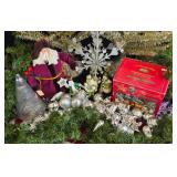 G - Holiday Decor Collection with Tablecloth, Ornaments, Garland, and Figurines