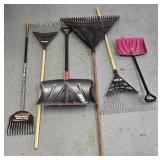 G - Set of 6 Rakes and Snow Shovels - Fiskars, Steel Core, True Temper