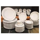 LL-FR - Vintage Grace Fine China Rhapsody 74-Piece Dinnerware Set with Plates, Bowls, Cups, Saucers, Sugar and Creamer