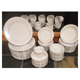 LL-FR - Vintage Grace Fine China Rhapsody 74-Piece Dinnerware Set with Plates, Bowls, Cups, Saucers, Sugar and Creamer