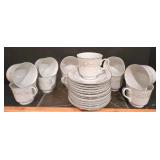 LL-FR - Vintage Grace Fine China Rhapsody 74-Piece Dinnerware Set with Plates, Bowls, Cups, Saucers, Sugar and Creamer