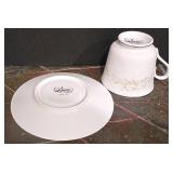 LL-FR - Vintage Grace Fine China Rhapsody 74-Piece Dinnerware Set with Plates, Bowls, Cups, Saucers, Sugar and Creamer