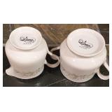 LL-FR - Vintage Grace Fine China Rhapsody 74-Piece Dinnerware Set with Plates, Bowls, Cups, Saucers, Sugar and Creamer