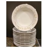 LL-FR - Vintage Grace Fine China Rhapsody 74-Piece Dinnerware Set with Plates, Bowls, Cups, Saucers, Sugar and Creamer