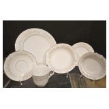 LL-FR - Vintage Grace Fine China Rhapsody 74-Piece Dinnerware Set with Plates, Bowls, Cups, Saucers, Sugar and Creamer