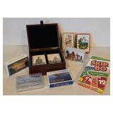 LL-FR - Deluxe Rotating Scrabble Boxed Set with Accessories and Card Game Collection