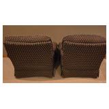 LL-FR - Pair of Thomasville Upholstered Armchairs with Ottoman and Throw Pillows
