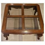 LL-FR - Square Oak and Glass Coffee Table with Cabriole Legs