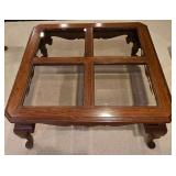 LL-FR - Square Oak and Glass Coffee Table with Cabriole Legs