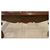 LL-FR - Square Oak and Glass Coffee Table with Cabriole Legs