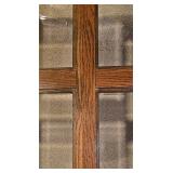 LL-FR - Square Oak and Glass Coffee Table with Cabriole Legs